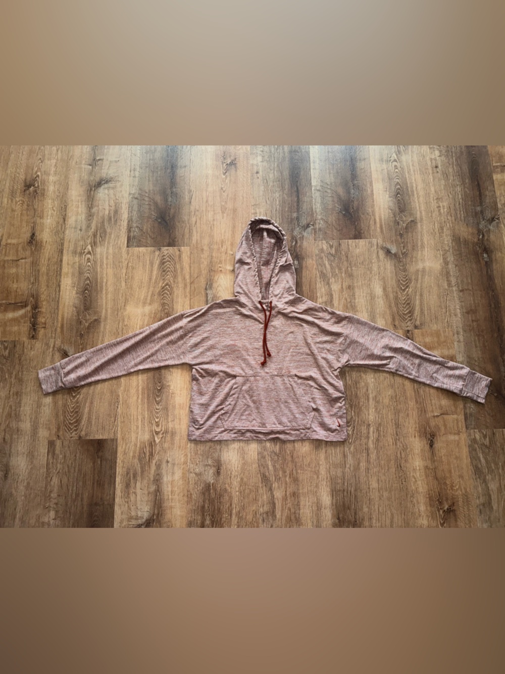 Nike Dri-FIT Yoga Jersey Red Heathered Cropped Hoodie Small